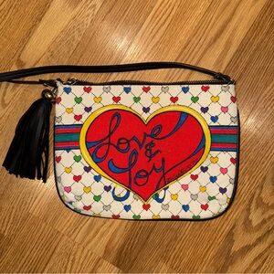 Brighton Multicolor Love and‎ Joy Printed Canvas Crossbody Shoulder Bag